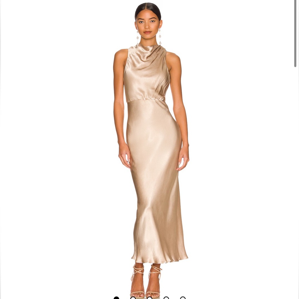 Shona Joy Satin Midi Dress - Champagne